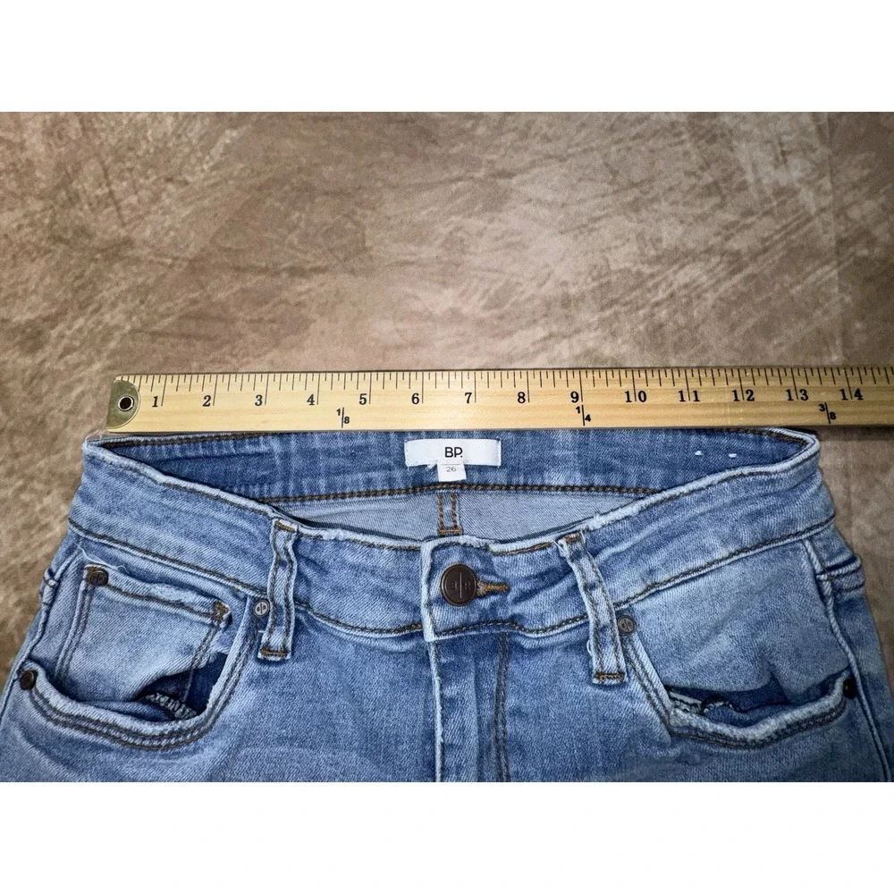 BP Jeans Womens Size 26 Med Blue Wash Raw Hem Stretch Denim Pants